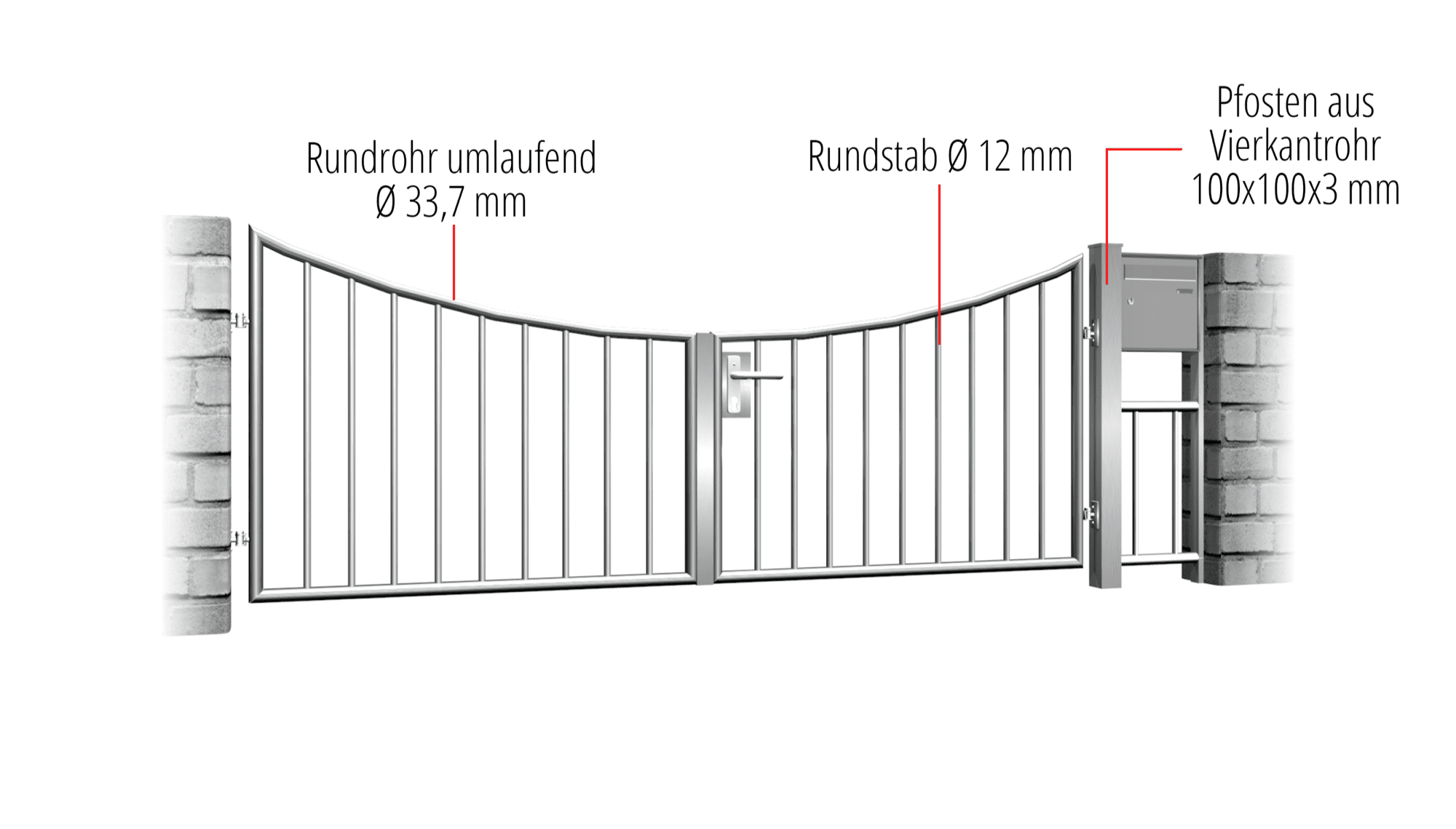 Portail de jardin en acier inoxydable barre verticale à 2 battants 2, UB, BK