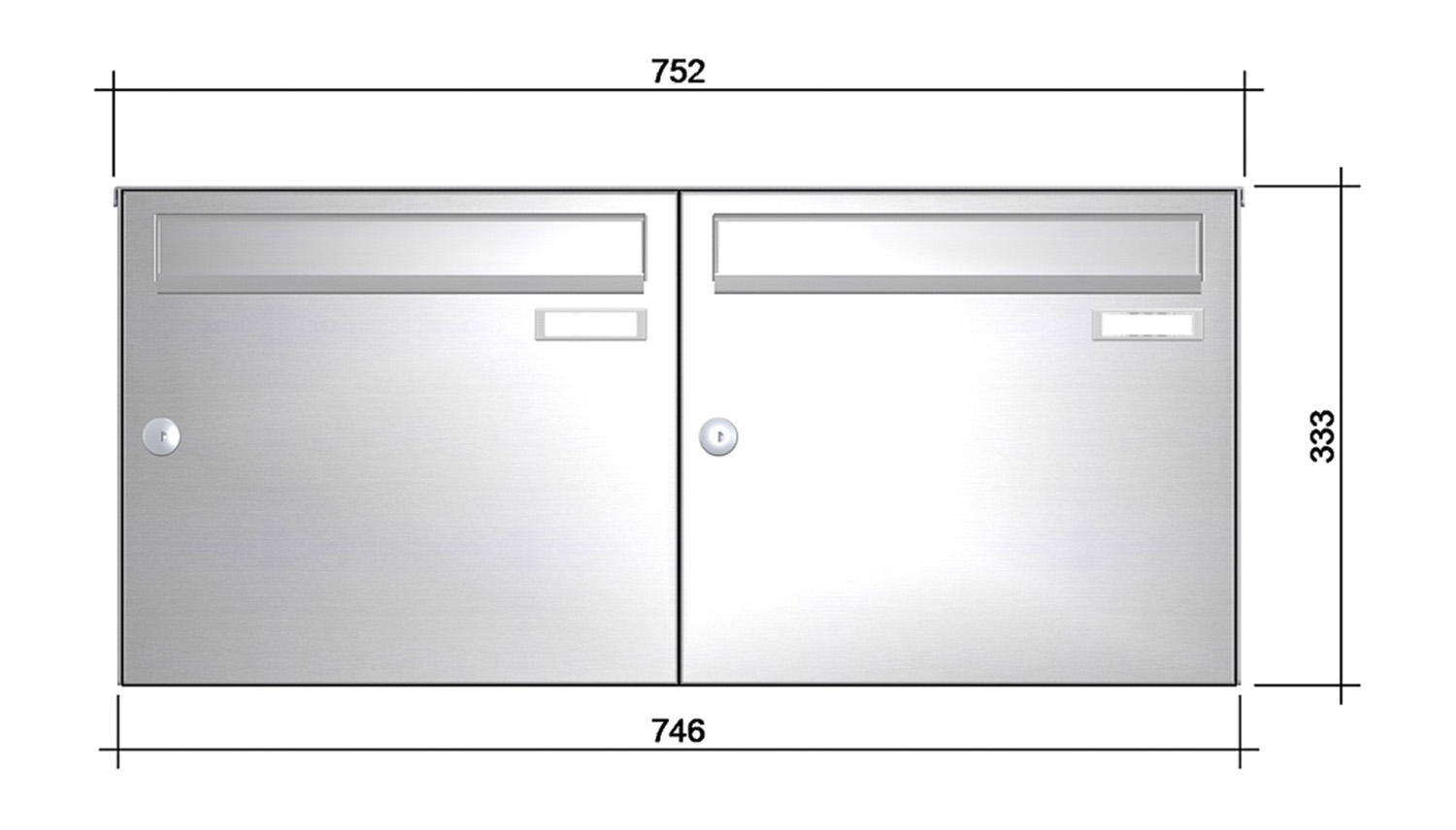 Briefkastenanlage | Aufputz | 2-fach | Senkrecht | Edelstahl