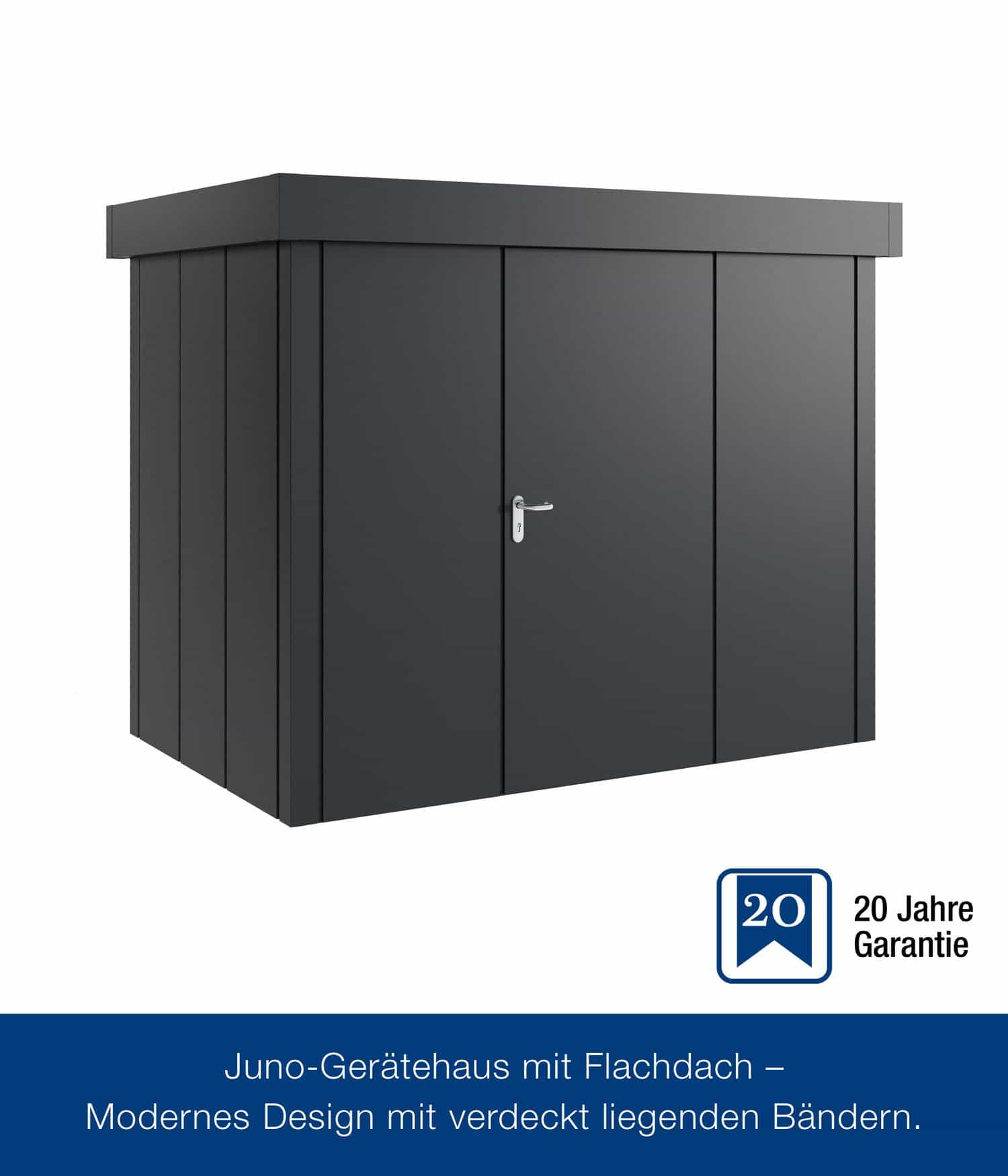Gerätehaus Hörmann Juno Design mit Flachdach 1-flügelig