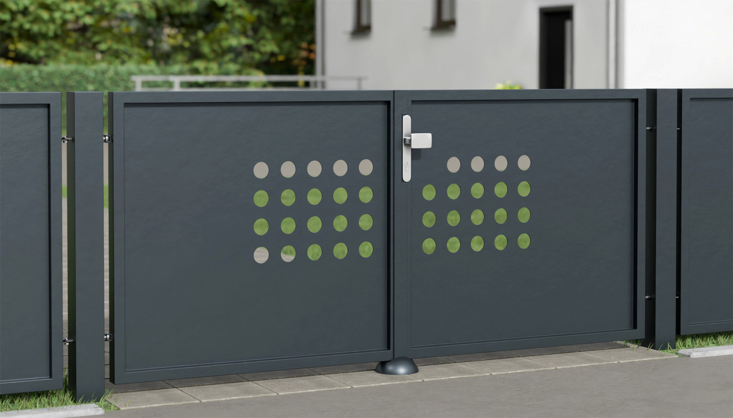 Portail de jardin en aluminium, brise-vue à 2 battants RLR, GE