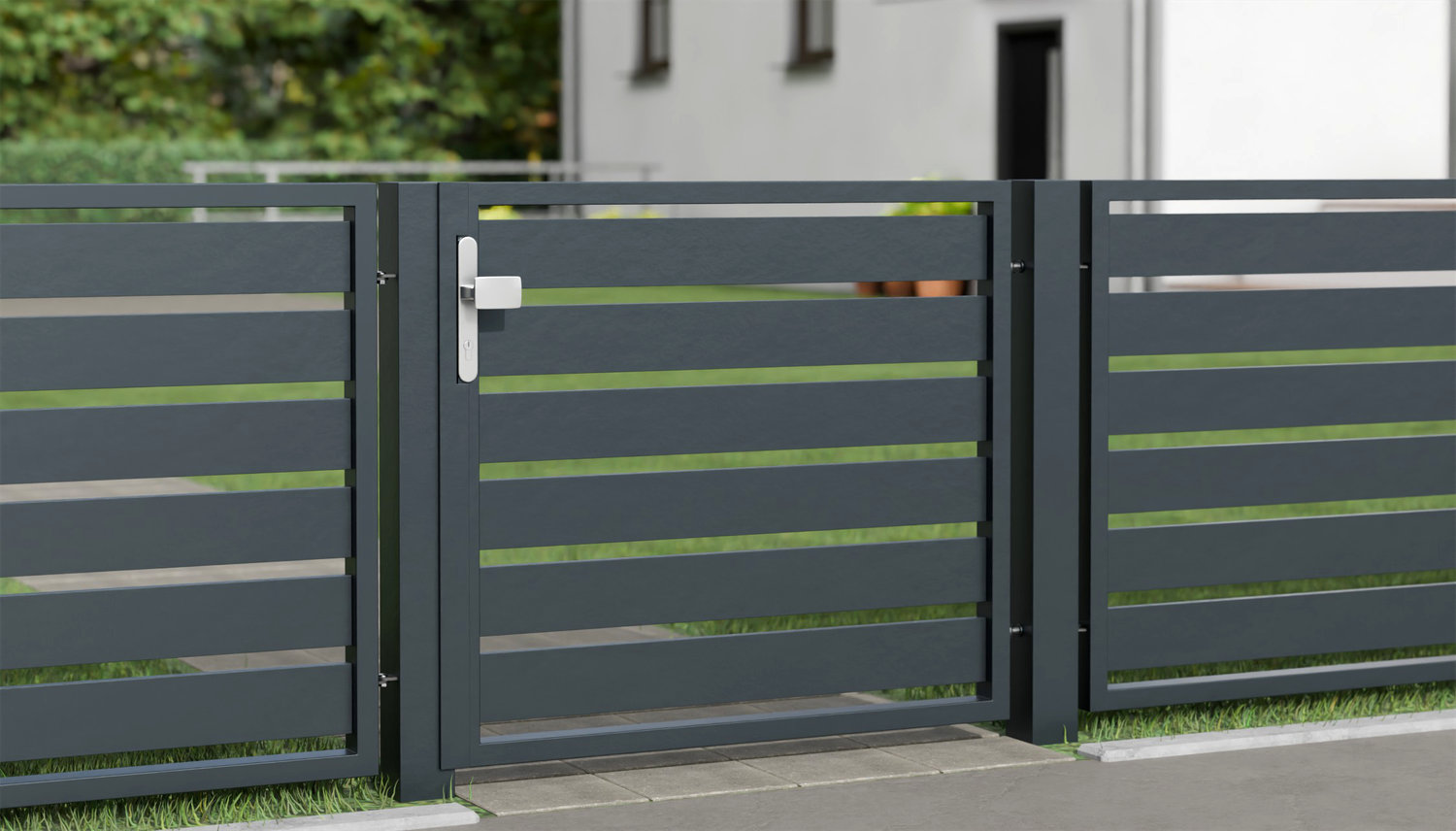 Brise-vue 1 battant en aluminium pour portillon de jardin lamelles, GE