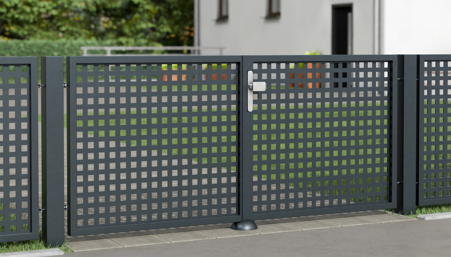 Portail de jardin en aluminium à 2 battants découpés au laser QL