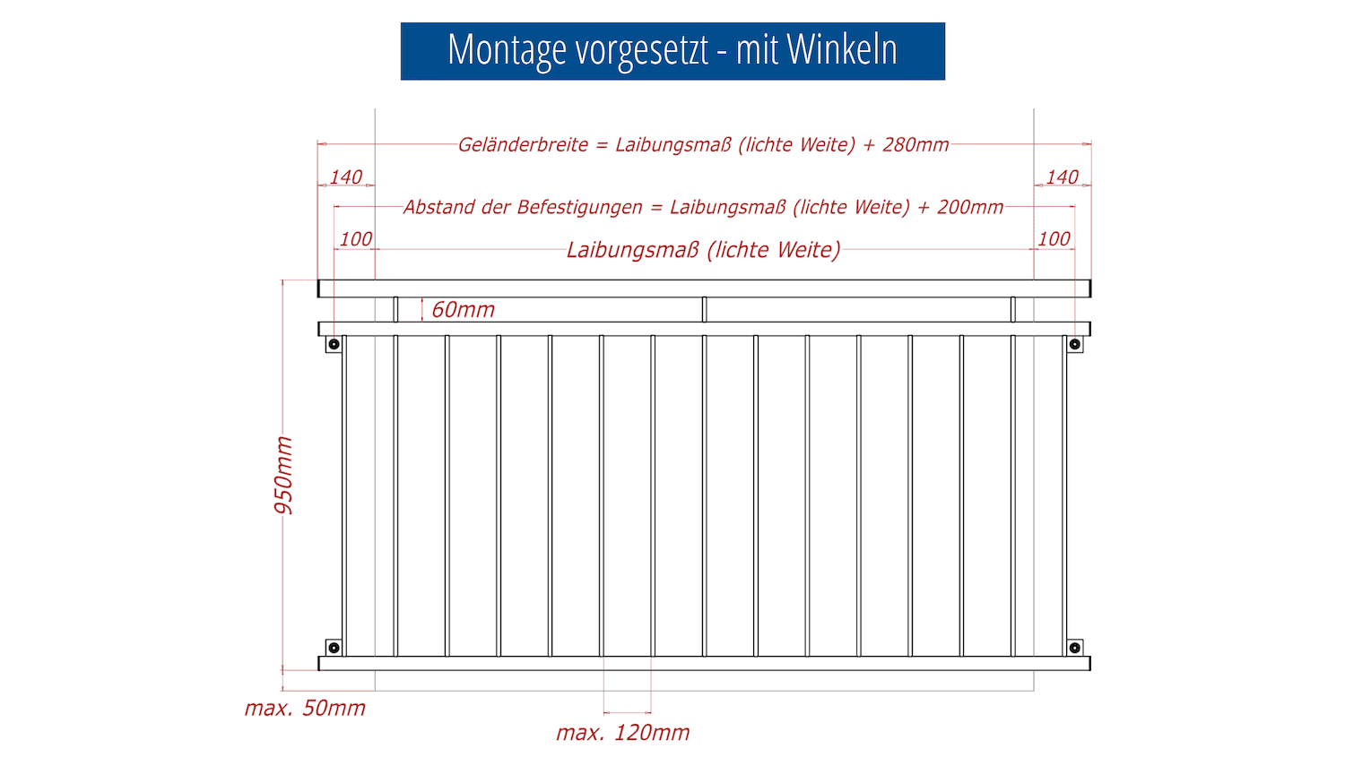 Balcon à la française en acier galvanisé ornement 6 coins 