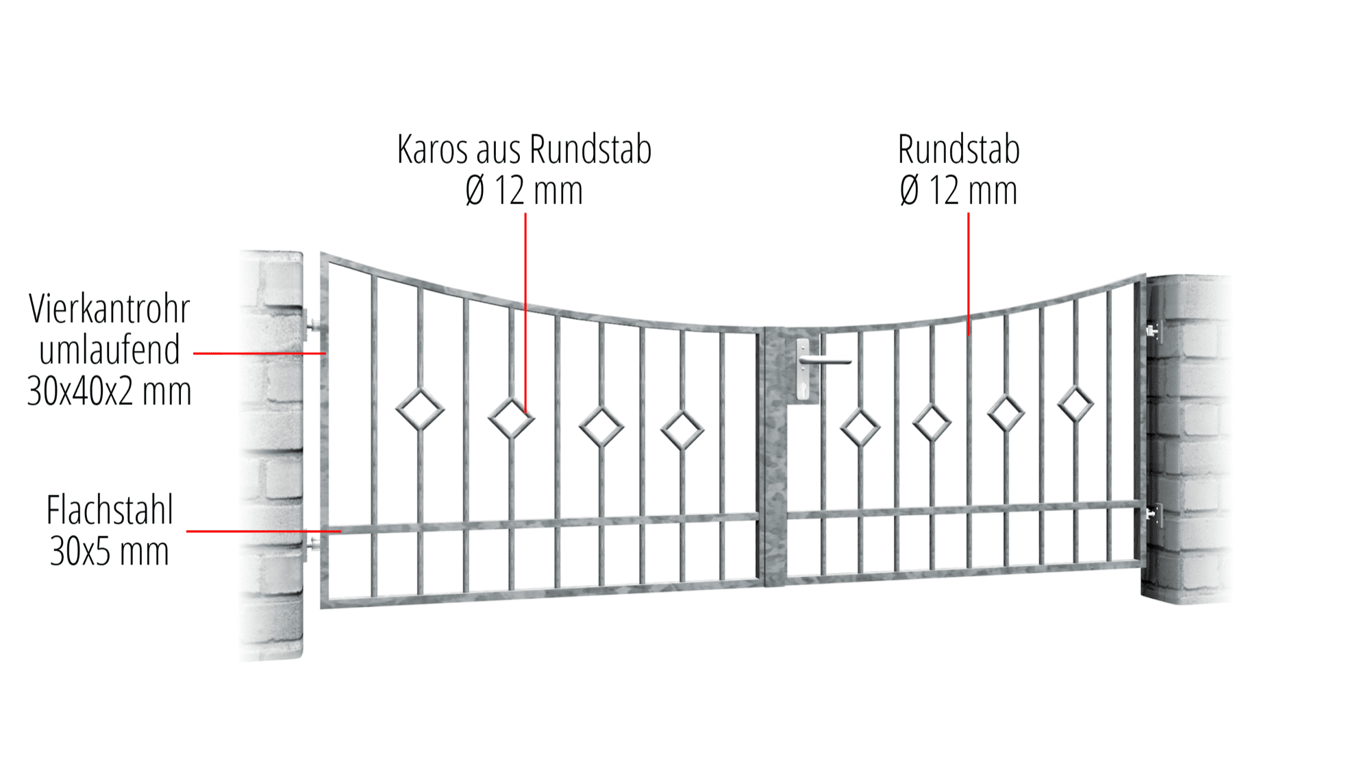 Barre d'arrêt à 2 battants en acier galvanisé pour portail de jardin, UB