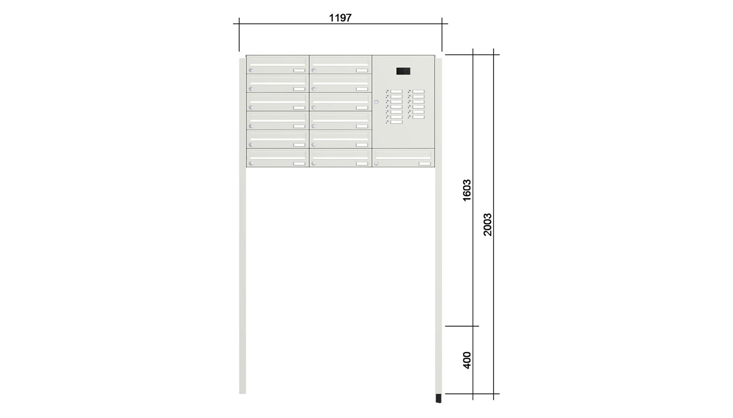 Briefkastenanlage | Freistehend | 13-fach | Waagerecht | Audio | Video | Farbe