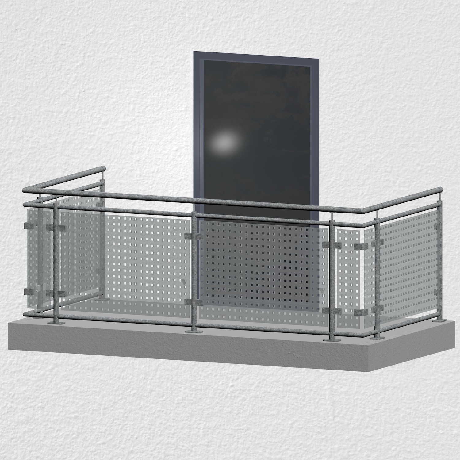Balustrade de balcon en acier galvanisé design verre MC