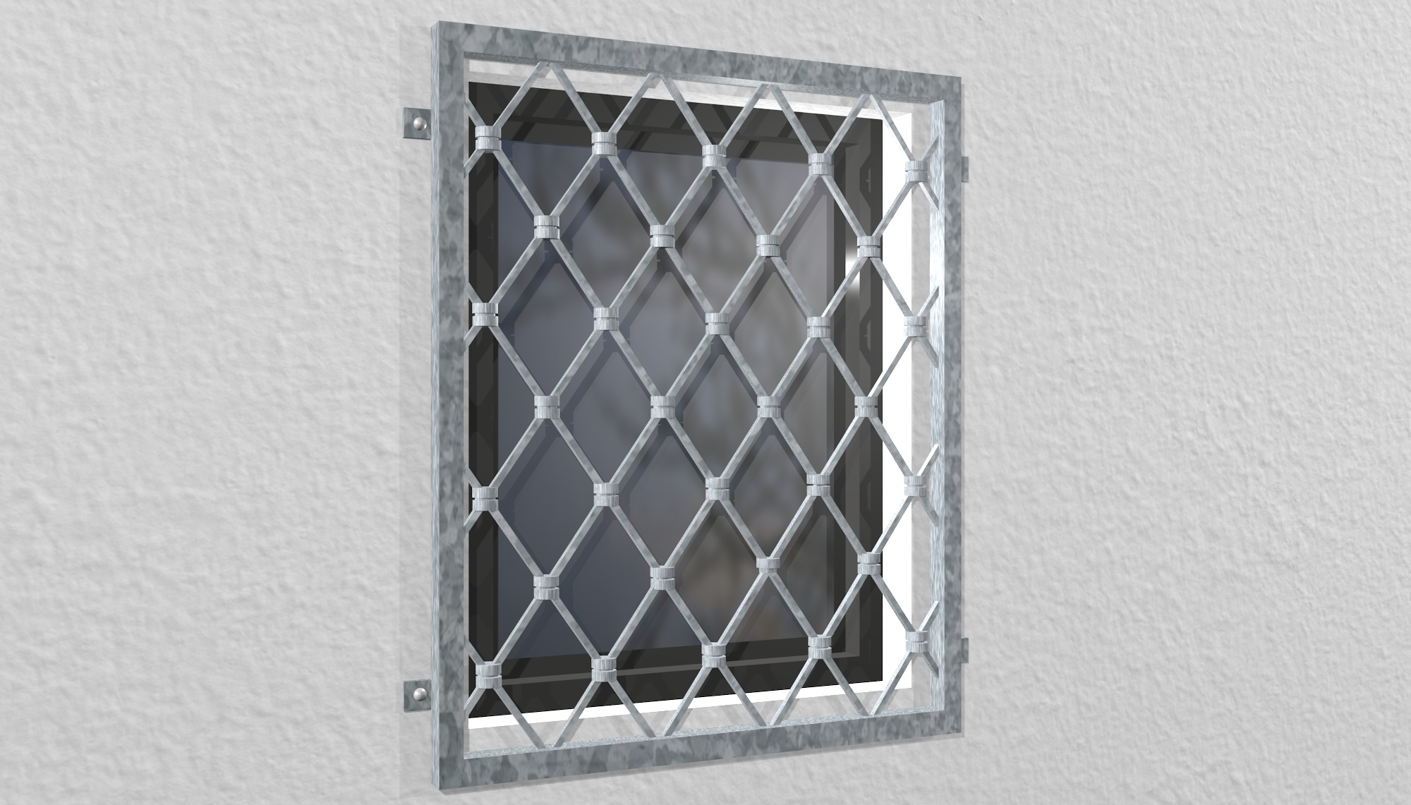 Grille de défense pour fenêtres en acier galvanisé losanges