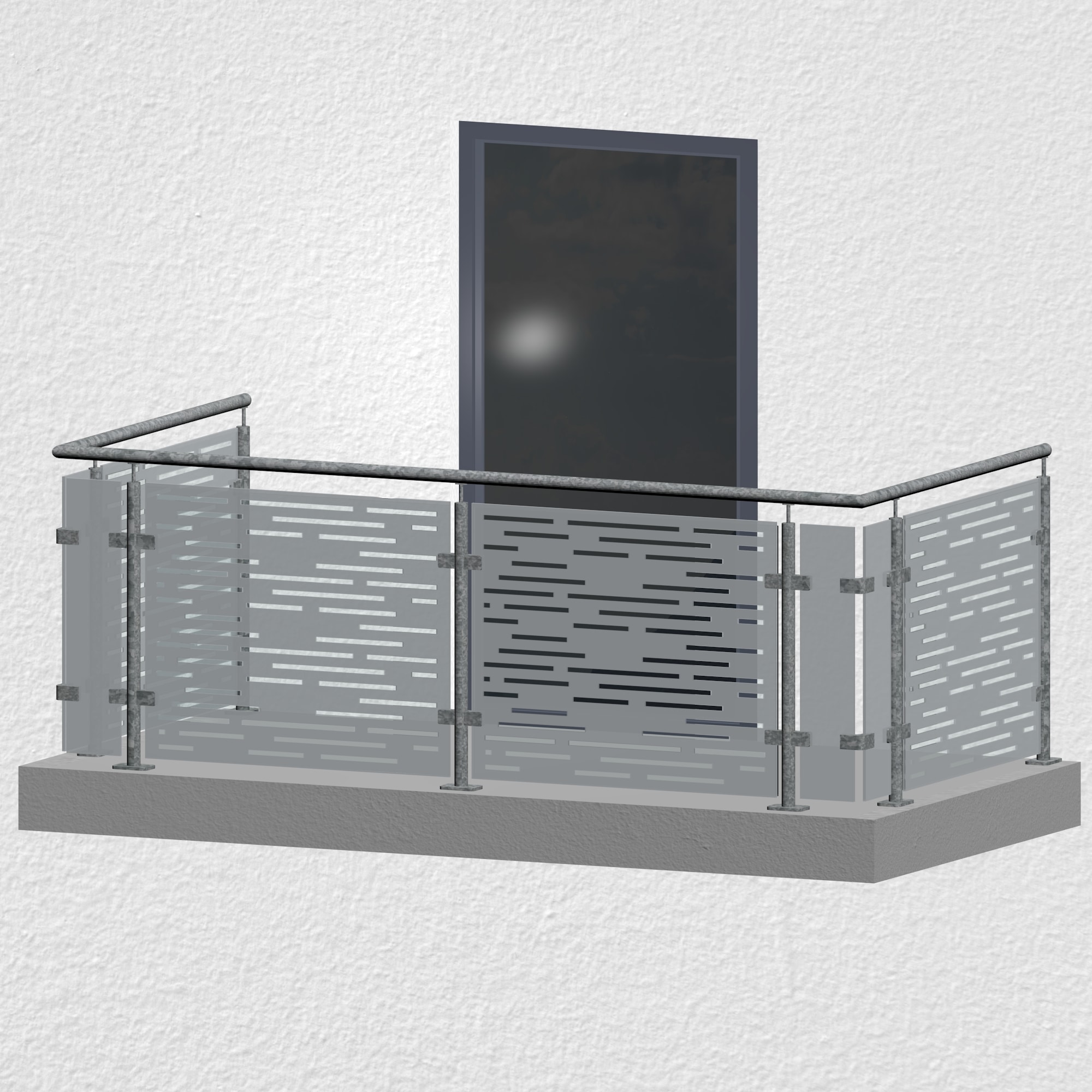 Balustrade de balcon en acier galvanisé design verre SF HO MO 