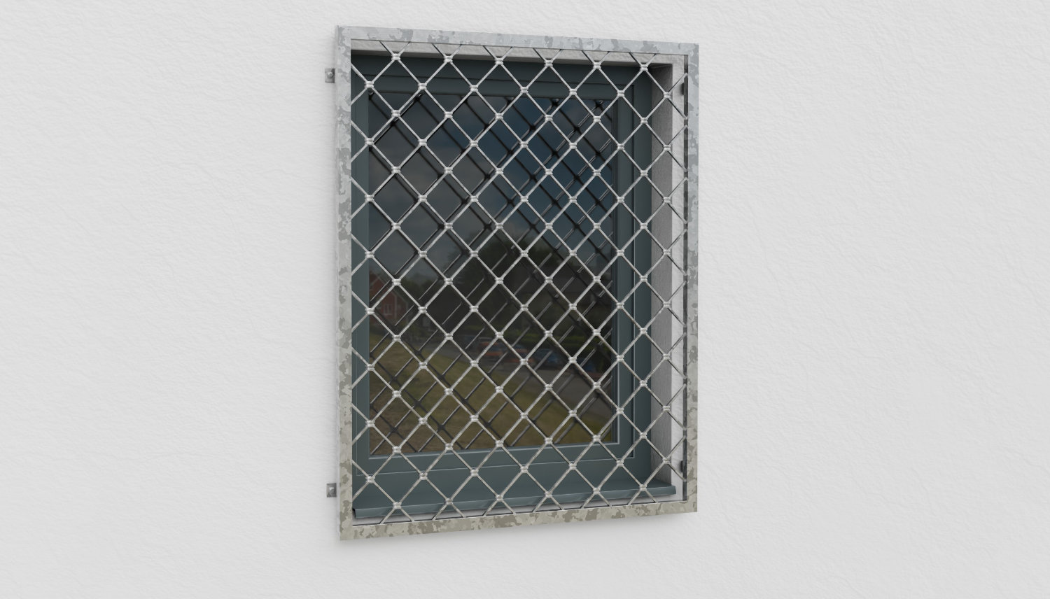 Grille de défense pour fenêtres en acier galvanisé losanges