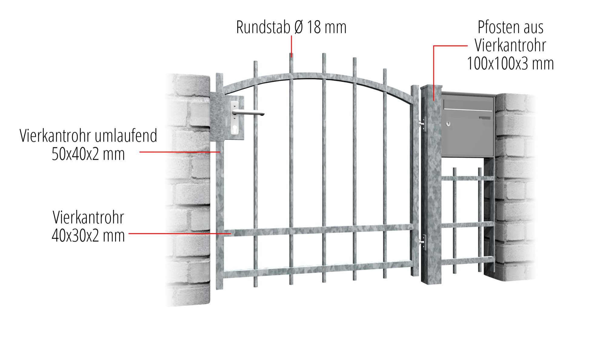 Portillon de jardin en acier galvanisé 1 battant Solid 3, OB, BK