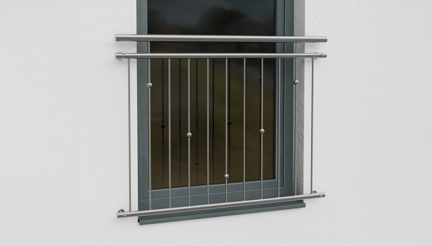 Balcon à la française Boules en V en acier inoxydable