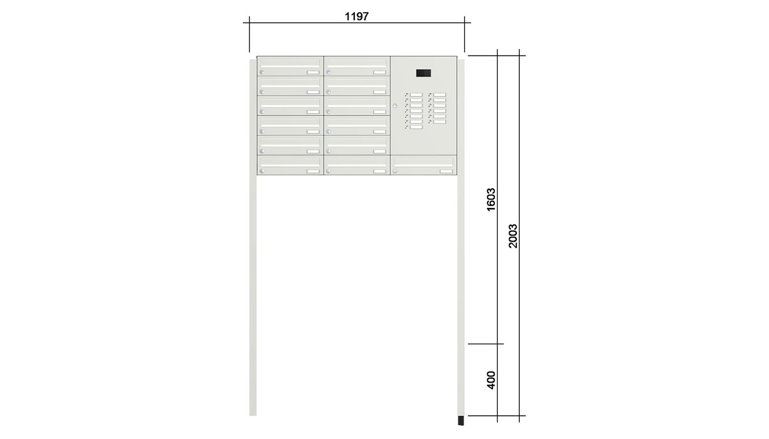 Briefkastenanlage | Freistehend | 13-fach | Waagerecht | Audio | Video | Farbe