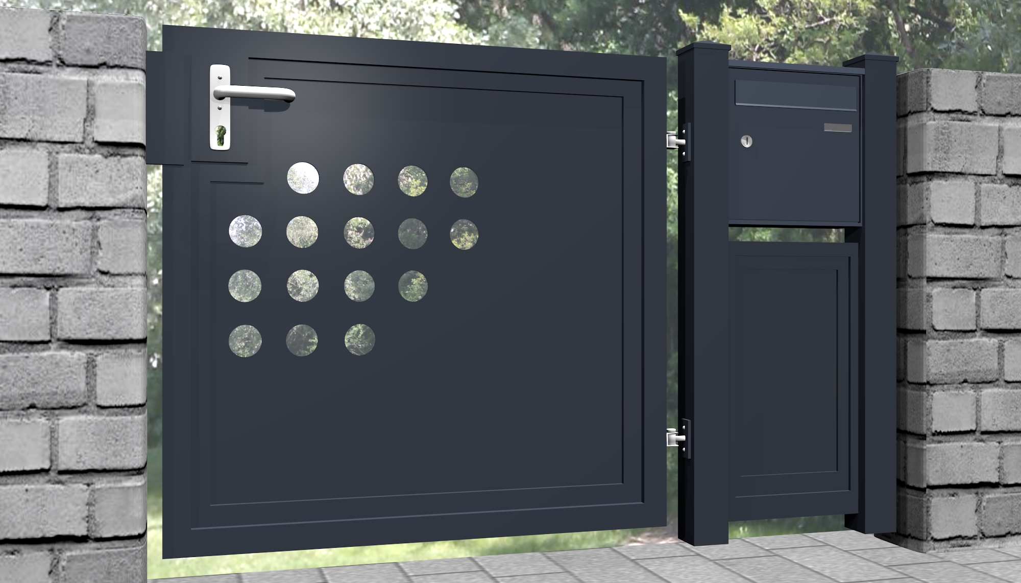 Brise-vue à 1 battant en aluminium pour portillon de jardin RLH, GE, BK
