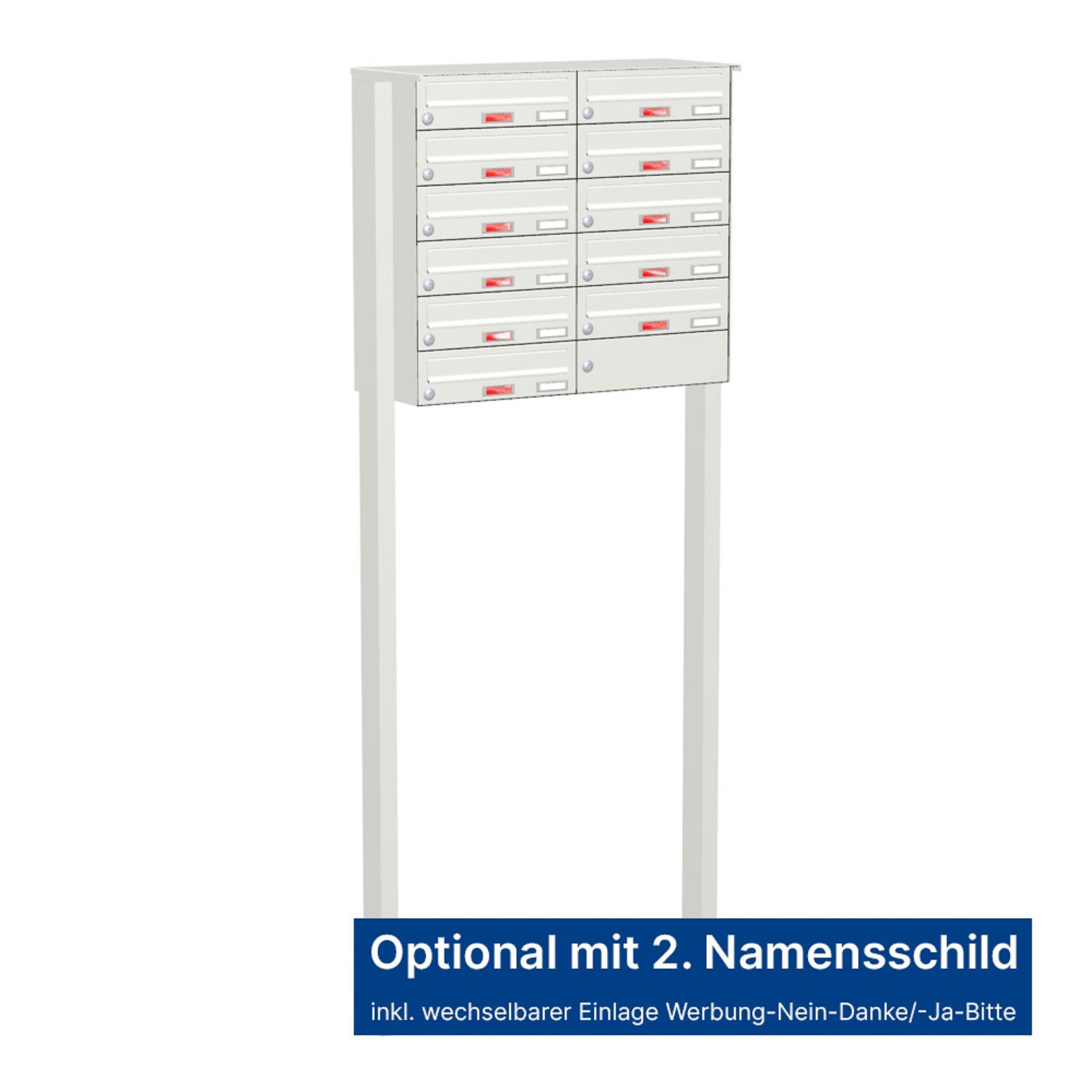 Briefkastenanlage | Freistehend | 11-fach | Waagerecht | Farbe