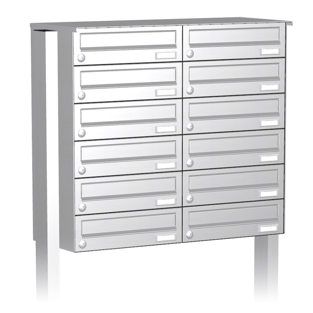 Briefkastenanlage | Freistehend | 12-fach | Waagerecht | Edelstahl