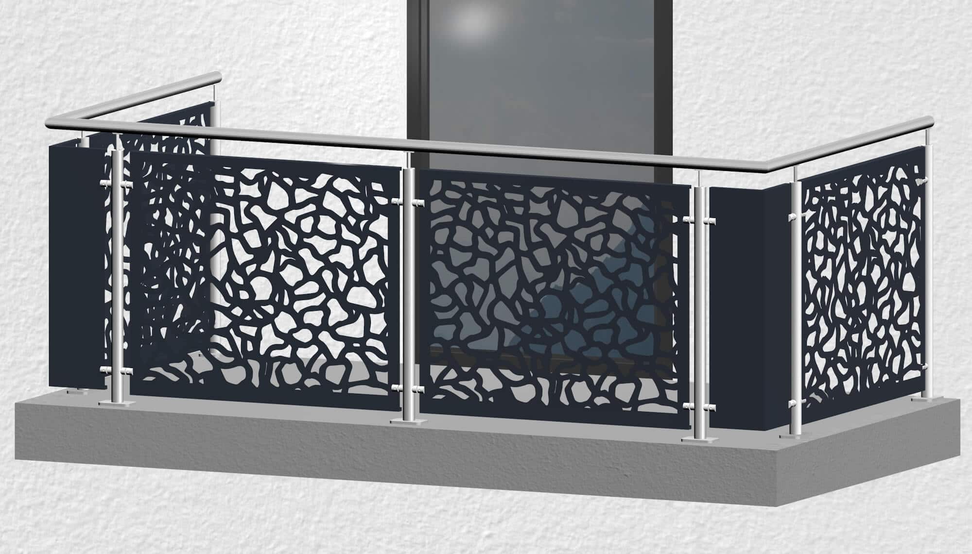 Balustrade de balcon en acier inoxydable plaque design AB 2