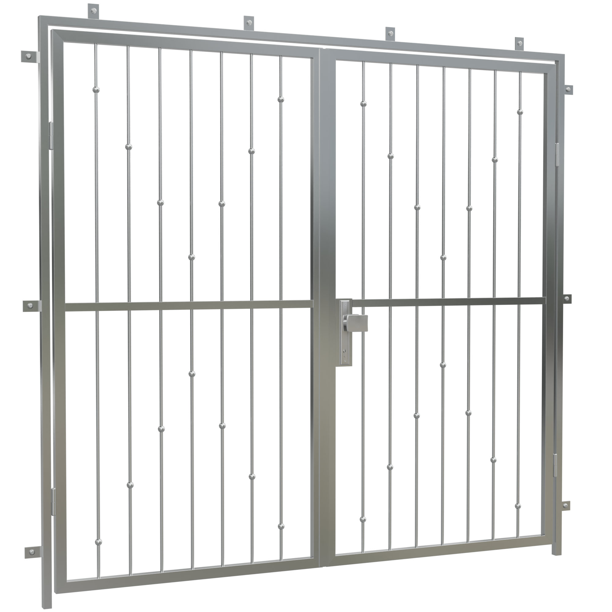 Porte grillagée en acier inoxydable à 2 battants en V