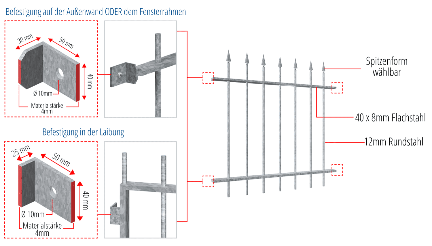 Grille de défense pour fenêtres en acier galvanisé Manchester