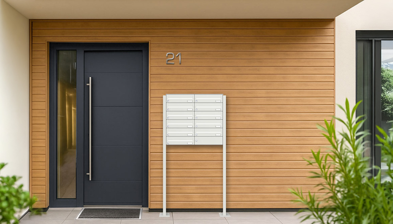 Briefkastenanlage | Freistehend | 11-fach | Waagerecht | Farbe