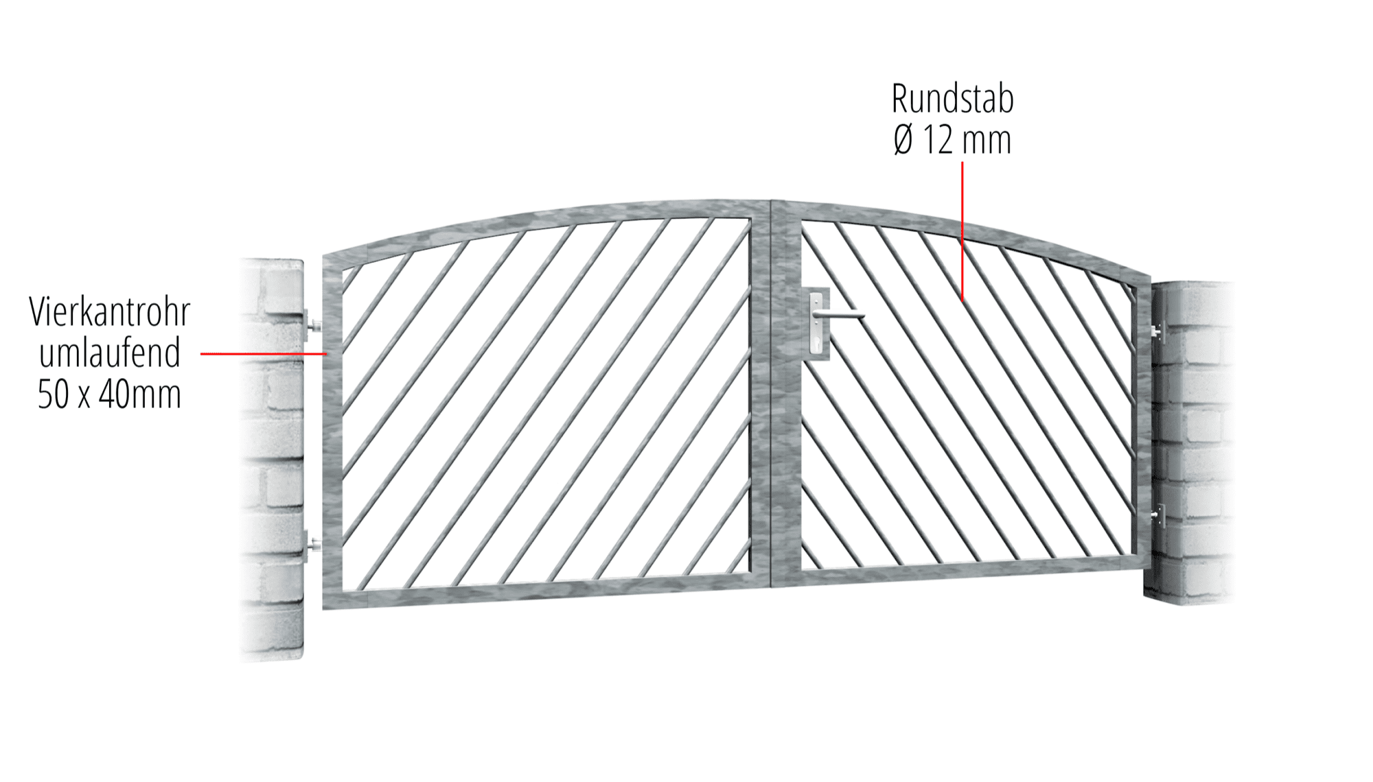 Portail de jardin galvanisé barre diagonale à 2 battants, OB