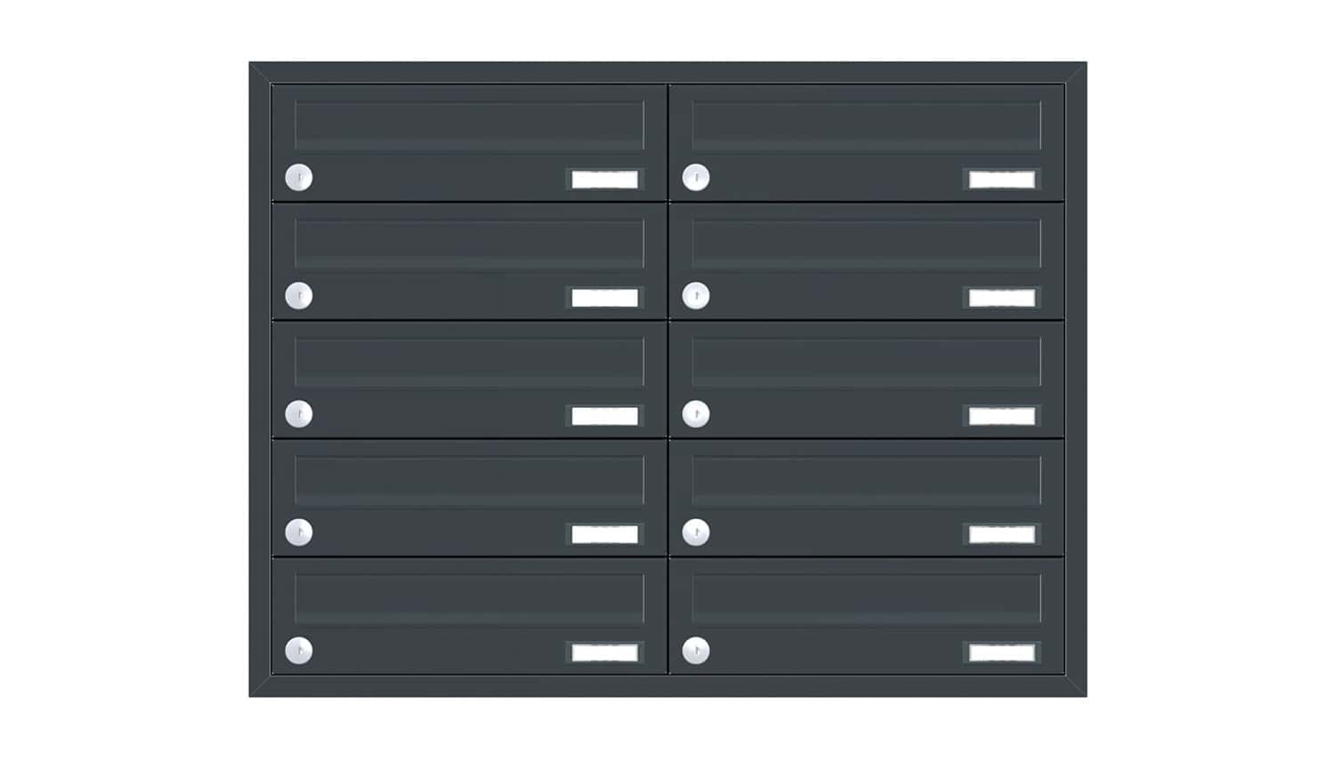 Briefkastenanlage | Unterputz | 10-fach | Waagerecht | Farbe