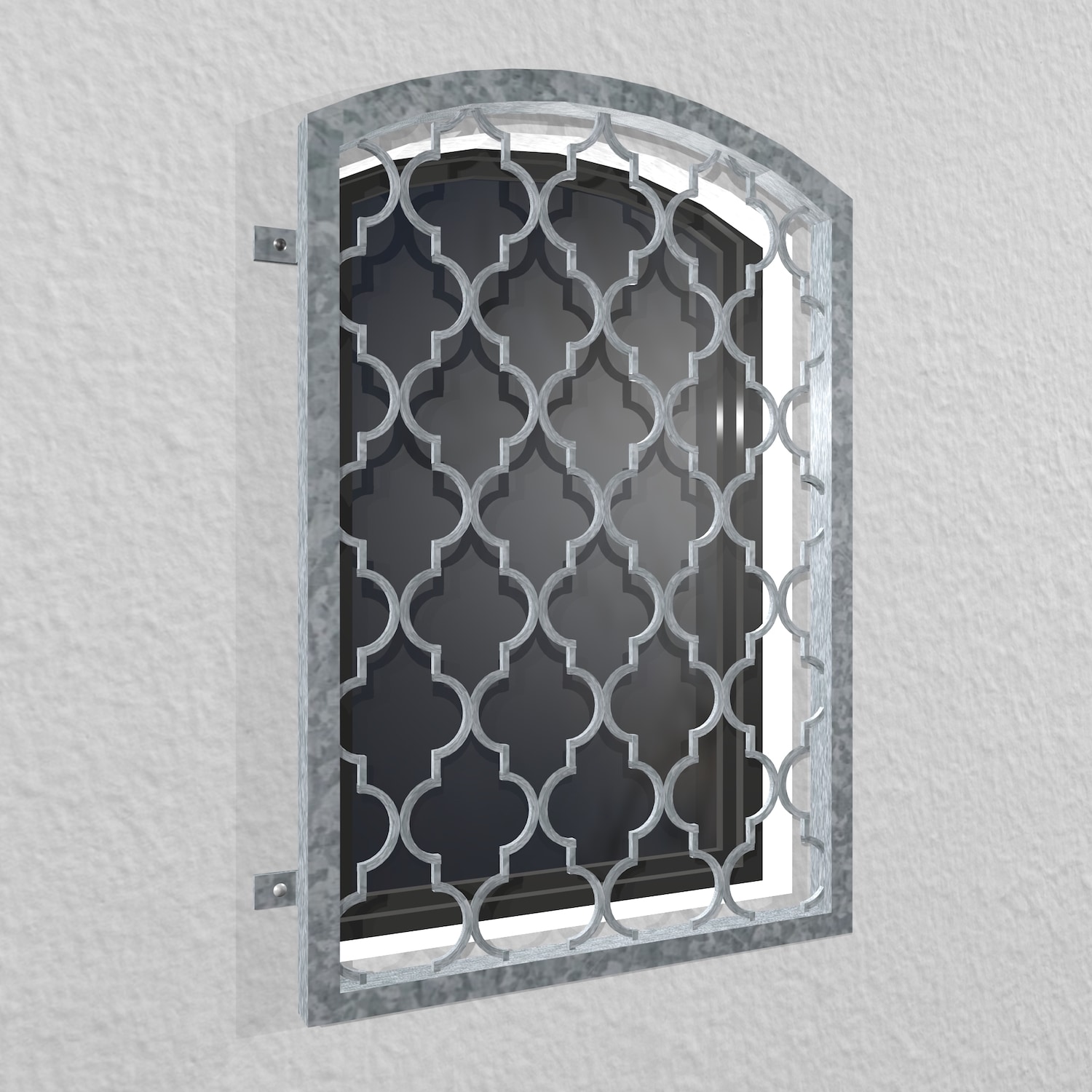 Grille de défense pour fenêtres en acier galvanisé losanges arc supérieur classique 