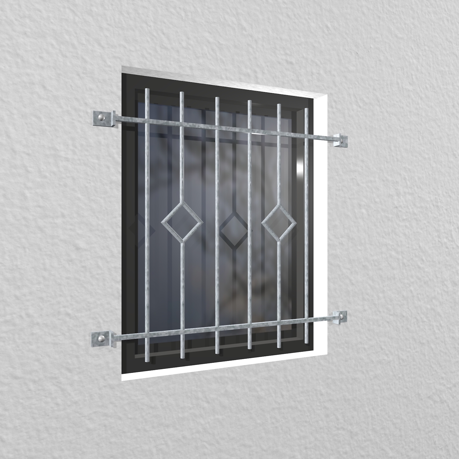 Grille de défense pour fenêtres en acier galvanisé carreau barre
