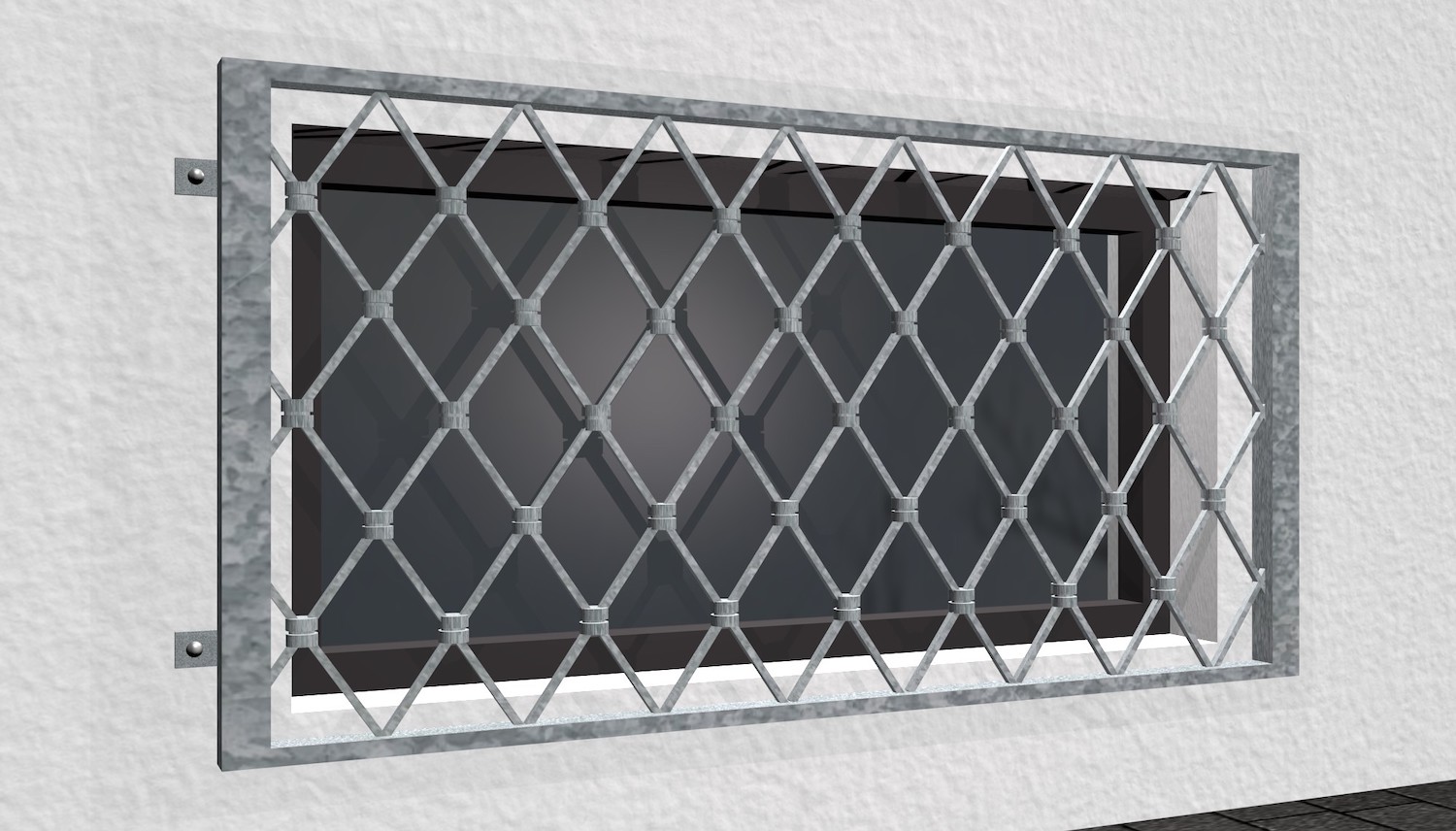 Grille de défense pour fenêtres pour la cave en acier galvanisé losange