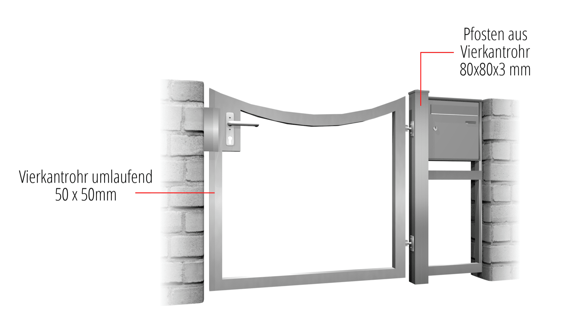 Portillon de jardin en acier inoxydable à 1 battant avec remplissage propre, UB, BK