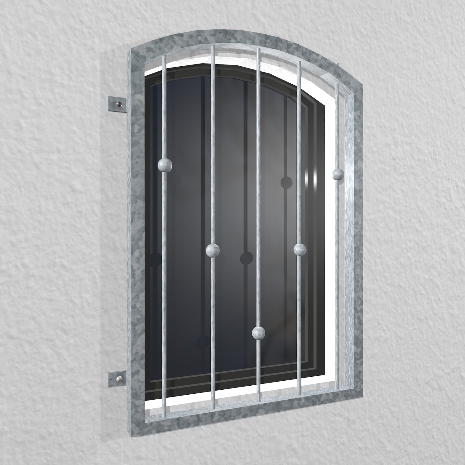 Grille de défense pour fenêtres en acier galvanisé à boules en V Arc supérieur 