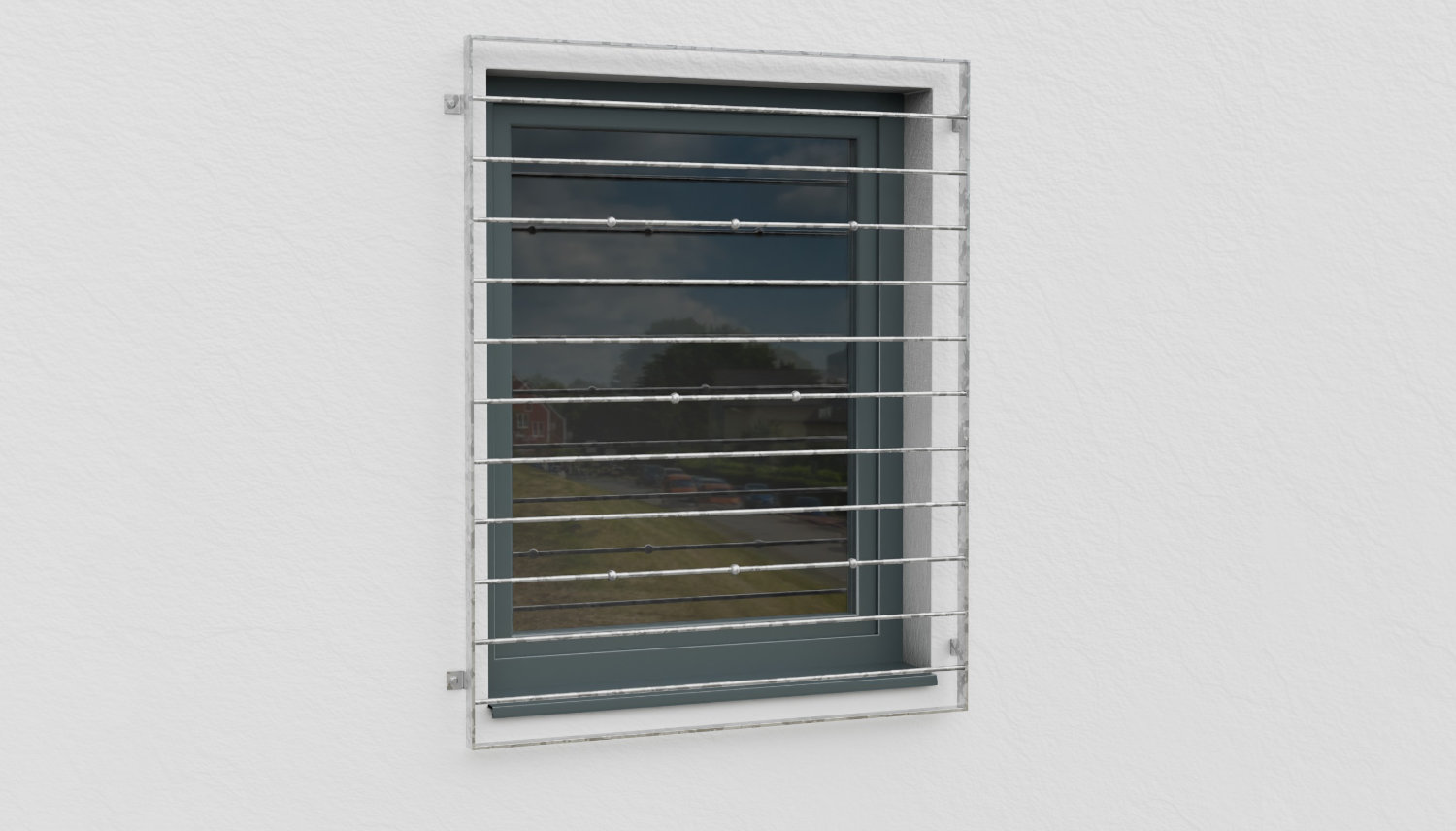 Grille de défense pour fenêtres en acier galvanisé barre transversale boule